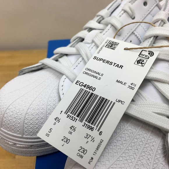 adidas Superstar EG4960 Triple White SZ 5 NEW - Picture 4 of 5